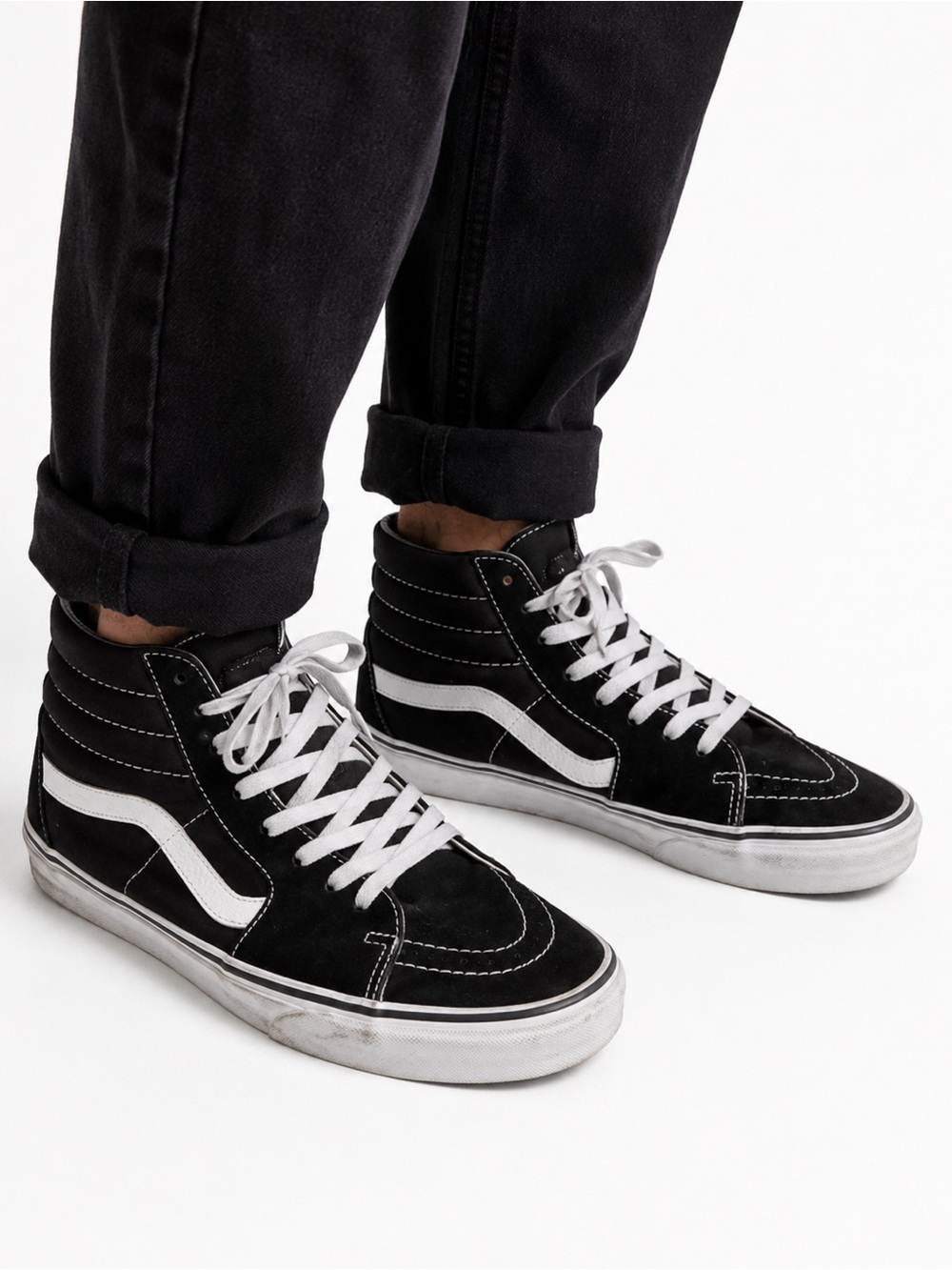 Vans Black and White High-Top Sneakers